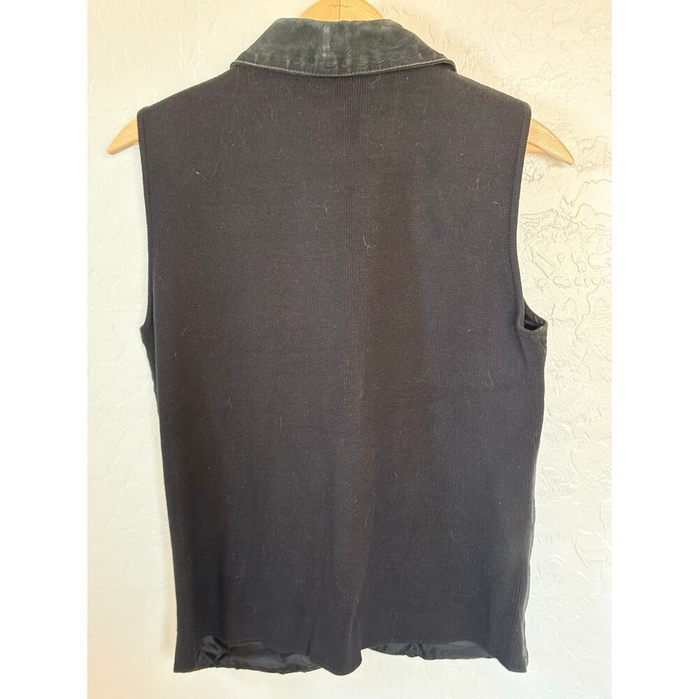 Vtg Willi Smith Suede Western Vest Black Embroidered Snap Front Boho Witchy M - Picture 3 of 7